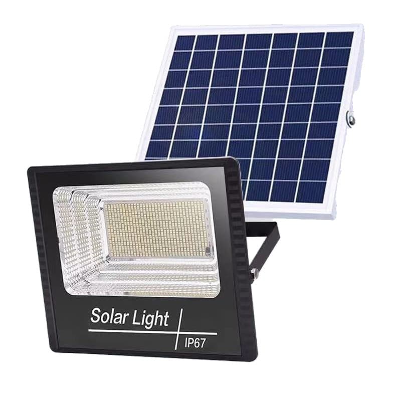 Proiector LED/Lampa solara de exterior Flippy, 20 cm x 25cm, Rezistent la Apa IP67, cu Panou Solar, 220 LED SMD, 65W, Senzor