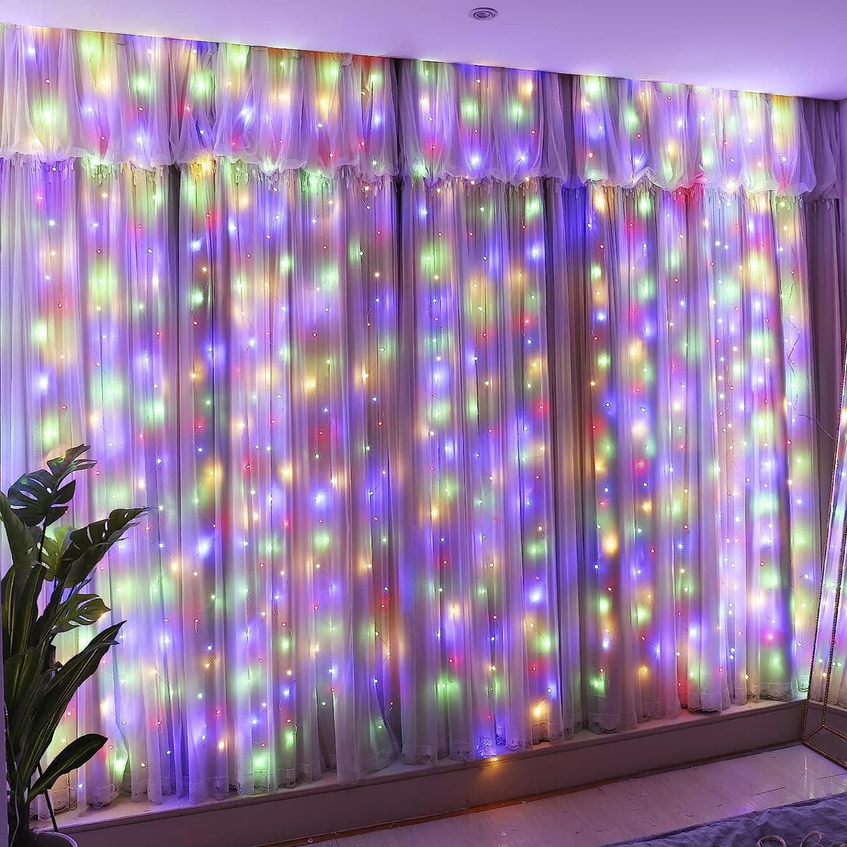 Instalatie Craciun Yoto, Tip Perdea, 5 m x 1 m, 200 LED-uri, Prelungitor 1.5 m, 8 Jocuri de Lumini, Interconectabila, Fir