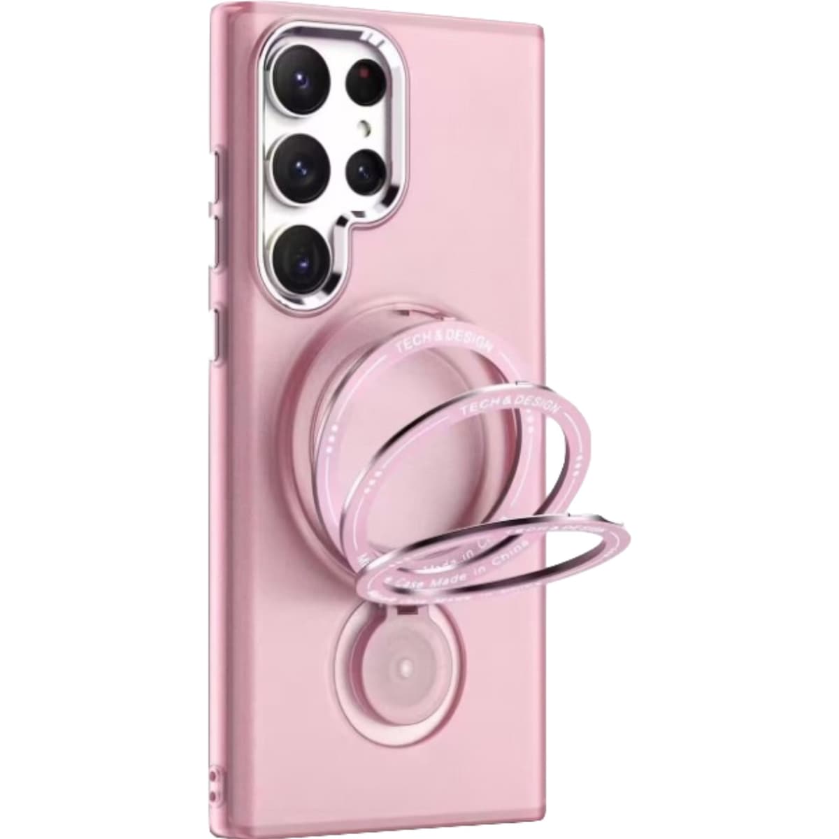 Husa de protectie Flippy, cu incarcare Wireless, Tehnologie Magsafe, TPU, Inel magnetic rotativ cu functie de suport, pentru Samsung Galaxy S23 Ultra , Rose Gold