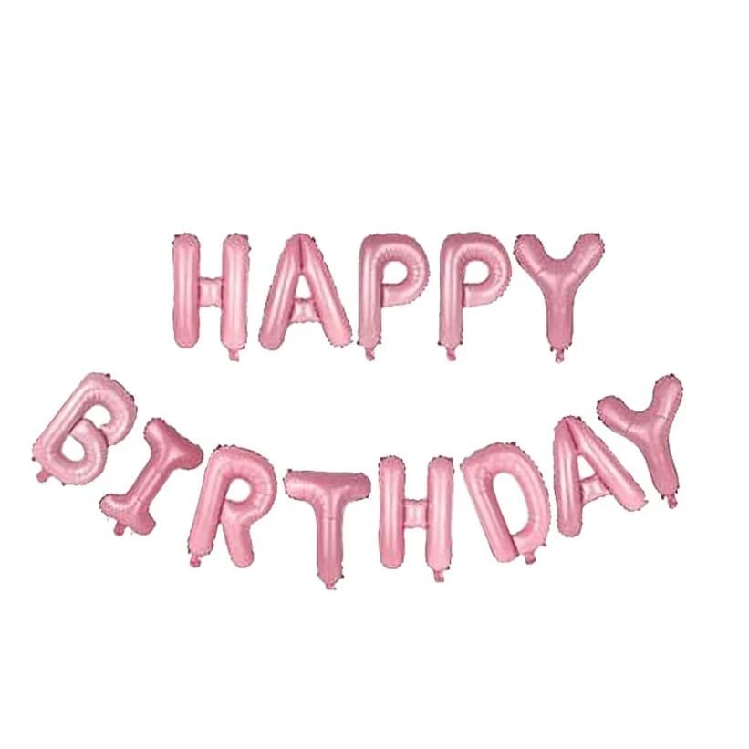 Set 13 Baloane Folie, Flippy, Tip Ghirlanda, Model Happy Birthday, 40 cm, Roz Deschis
