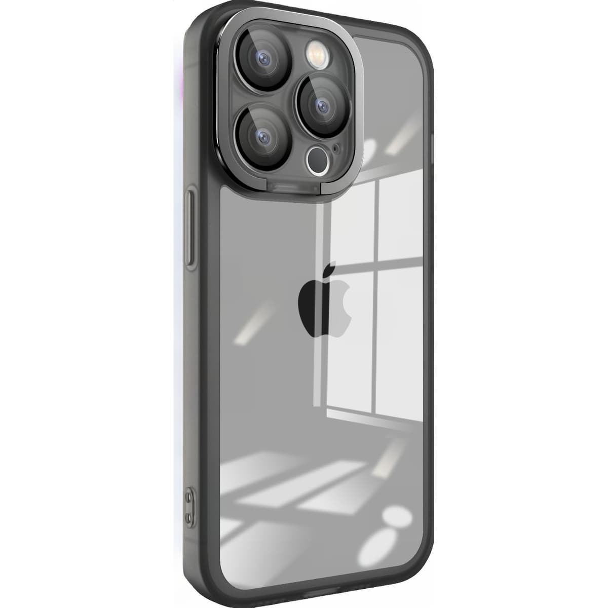 Husa protectie Flippy pentru Apple iPhone 12 Electroplated cu suport pentru camera, 1.5 mm grosime, protectie camera, Fumuriu