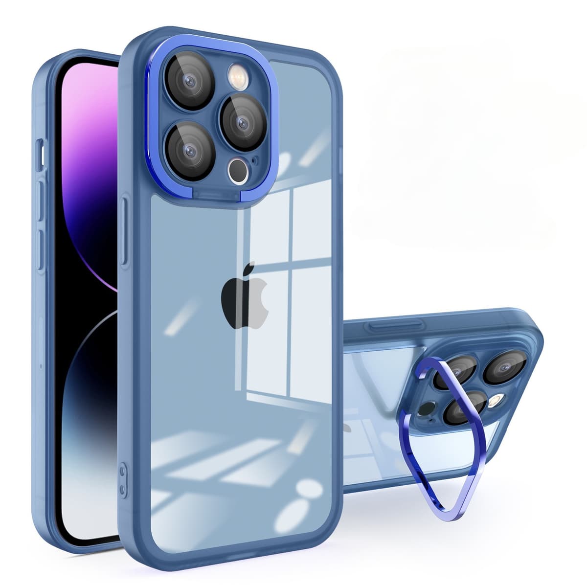 Husa protectie Flippy pentru Samsung A13 5G Electroplated cu suport pentru camera, 1.5 mm grosime, protectie camera, Albastru