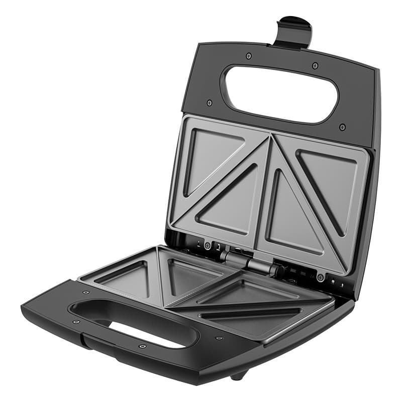 Sandwich Maker Flippy, 24 x 23.5 cm, cu forme de triunghi si patrat, Cablu 80 cm, Material Interior Antiaderent, Inoxidabil