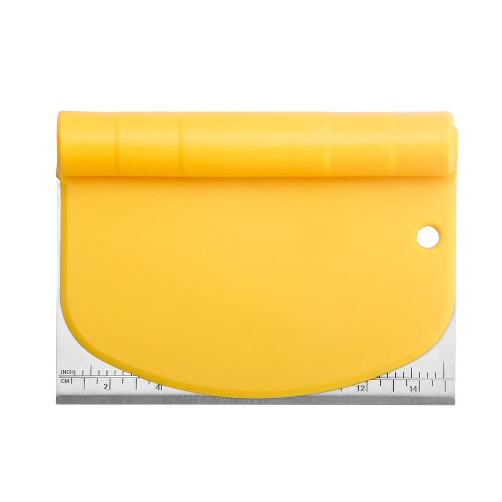 Taietor aluat 15 x 10.5 cm Flippy, 2 in 1, lama otel inoxidabil, maner din ABS, gradat, paleta plastic, galben
