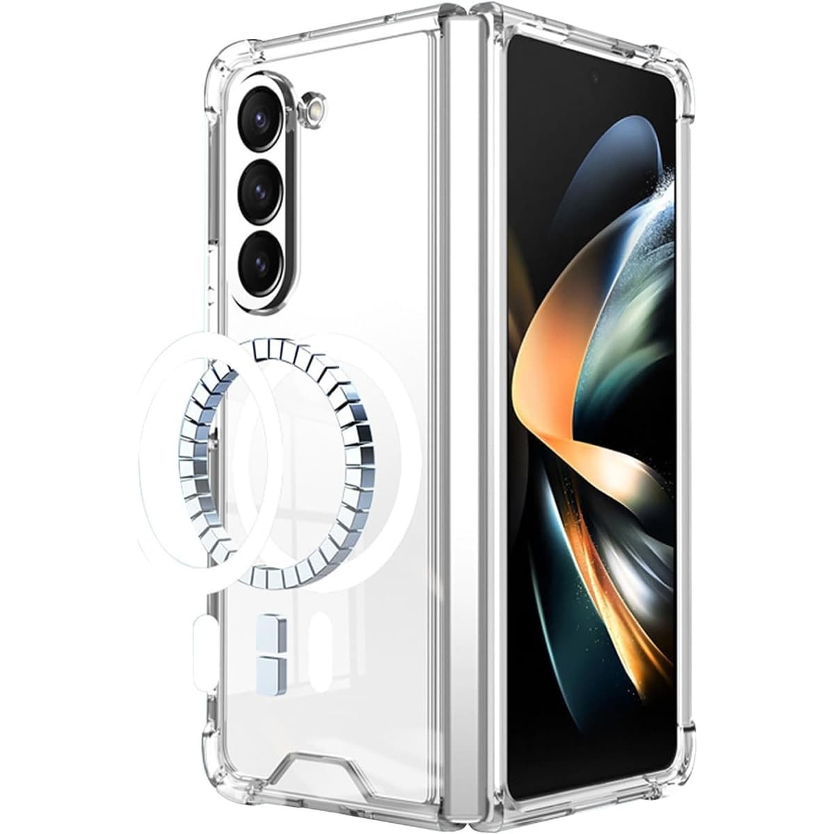Husa de protectie Flippy compatibila cu Samsung Z Fold 5, MagSafe Blister, gaura mare camera, transparenta