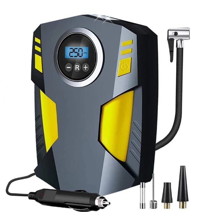 Compresor Auto Portabil cu Lanterna si Afisaj Electornic Flippy, DC 12V, 120W, 35L/min, Cablu de alimentare 3m, Pompa