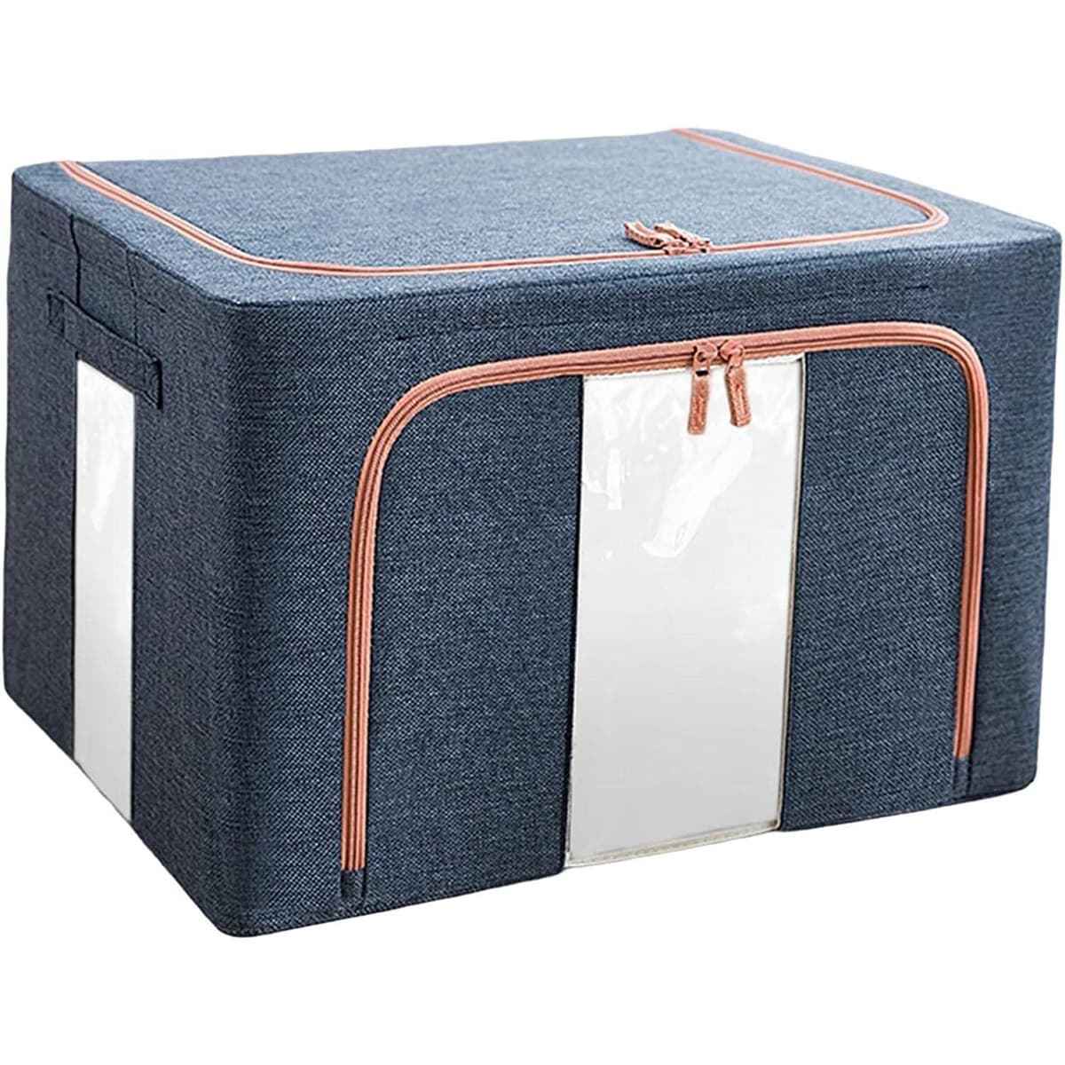 Cutie de Depozitare Pliabila, Flippy, Cu Fermoar, 100 L, Textil, 60x42x40 cm, Cadru Metalic, Suport Baza Stabil din Plastic