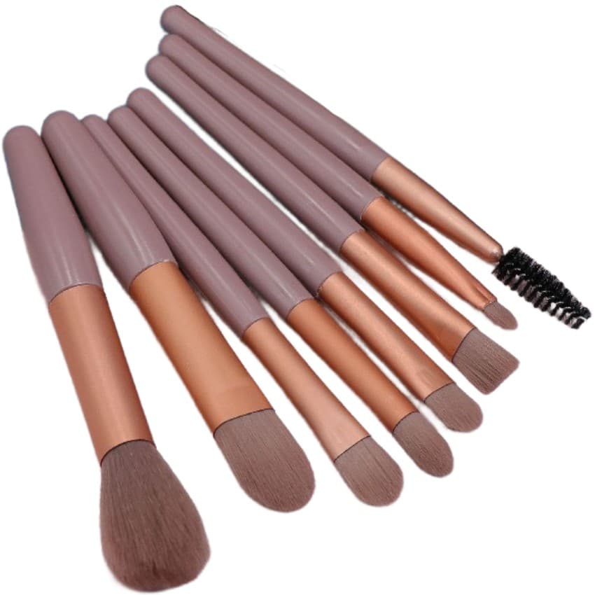 Mini Set Portabil 8 Pensule pentru Machiaj Flippy, Super Soft, Makeup Profesional/Incepatori, Maner Ergonomic, Gentuta