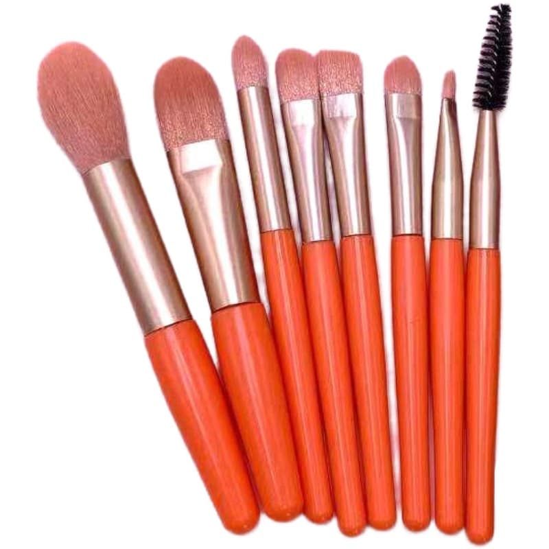 Mini Set Portabil 8 Pensule pentru Machiaj Flippy, Super Soft, Makeup Profesional/Incepatori, Maner Ergonomic, Gentuta
