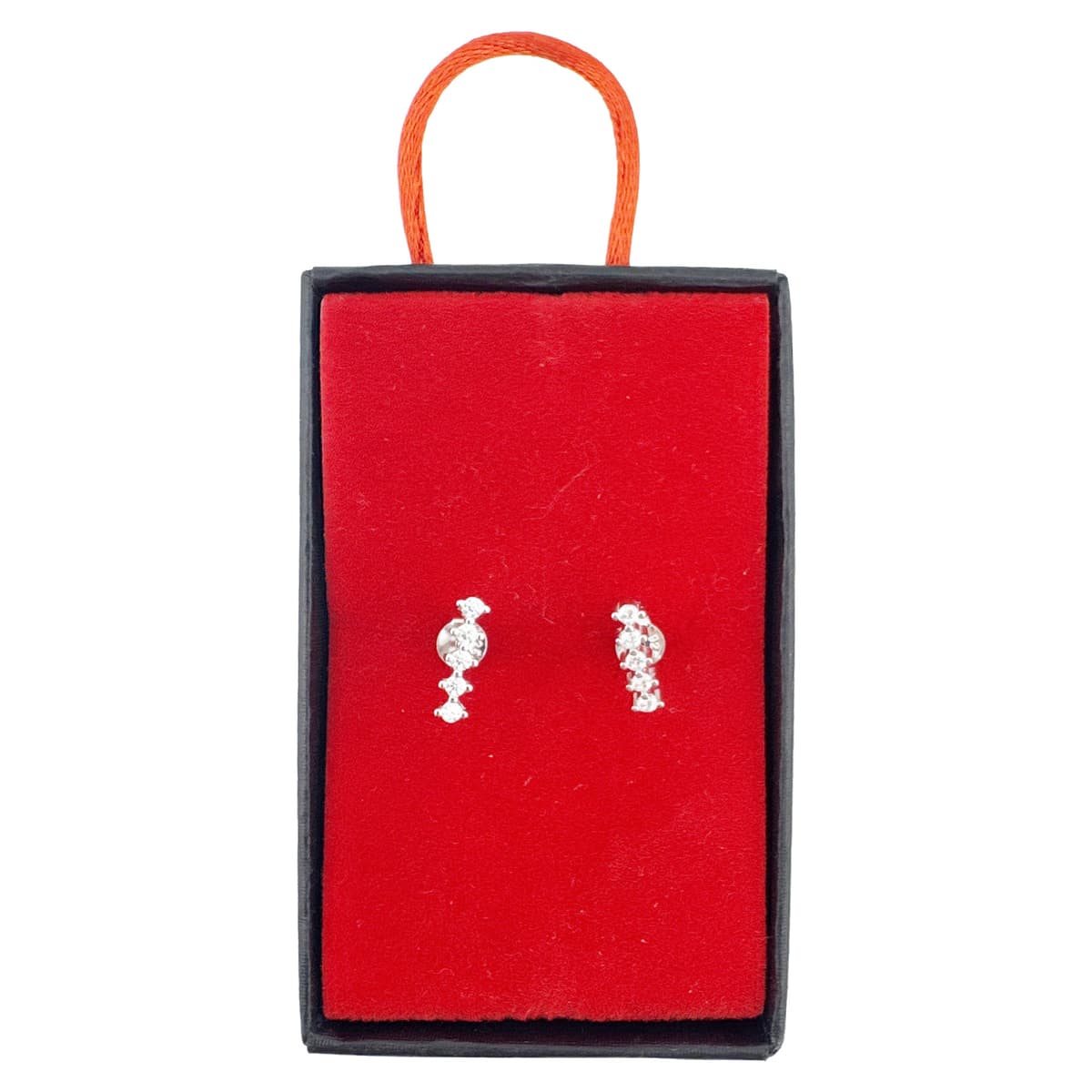 Cercei Dama Argint 925, Jolie, Model Bagheta cu 5 Pietre mici, 1.04 g, Argintiu