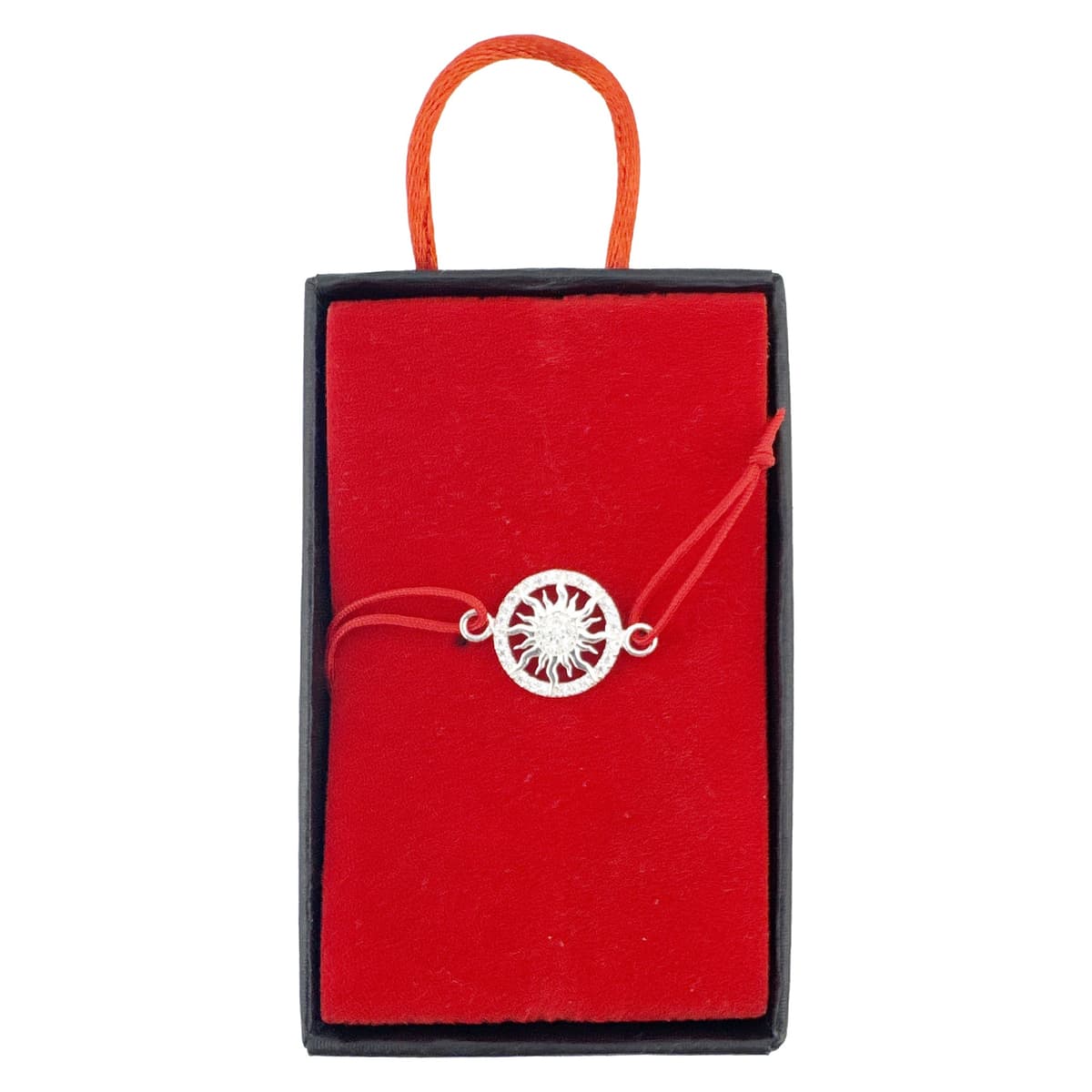 Bratara Martisor Argint 925, Jolie, Model Soare, cu Snur Rosu Ajustabil, 1.4 g, Argintiu