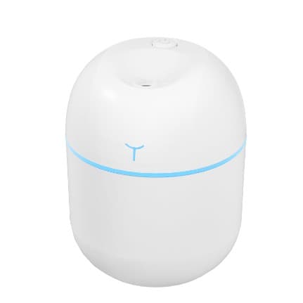 Mini Umidificator Portabil, Flippy, 2 Moduri, Aromaterapie, Silentios, Lumina Ambientala, Incarcare USB, 220 ml, 8 x 8 x 10.3 cm, Alb
