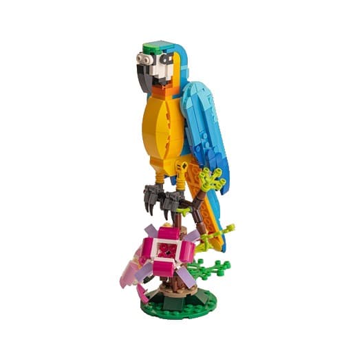Set de Constructie Papagal Exotic, Flippy, 22x11x12cm, Ornament Creativ cu Flori, 360 de Piese, Multicolor
