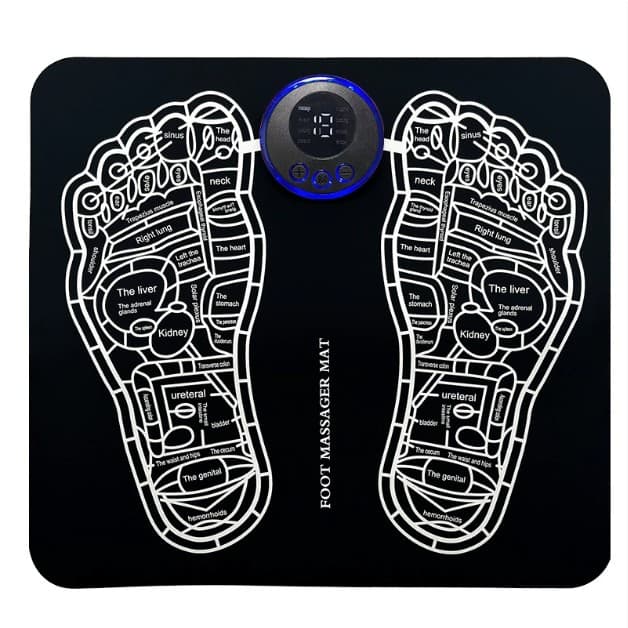 Covoras de Masaj pentru Picioare, EMS, 4 Niveluri de Intensitate, Incarcare USB, Ecran LED, Telecomanda Inclusa, Negru