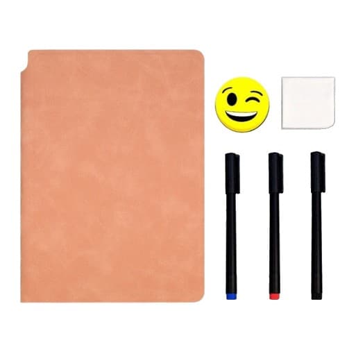 Set Agenda A5 Reutilizabila cu Pagini Tip Tabla, Agenda Pagini Albe cu Stergere Uscata, 3 Markere, 1 Burete și 1 Laveta de