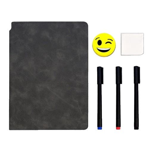 Set Agenda A5 Reutilizabila cu Pagini Tip Tabla, Agenda Pagini Albe cu Stergere Uscata, 3 Markere, 1 Burete și 1 Laveta de