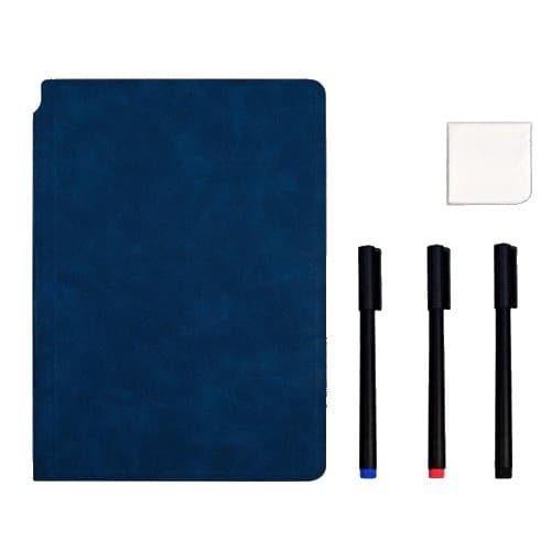 Set Agenda A5 Reutilizabila cu Pagini Tip Tabla, Agenda Pagini Albe cu Stergere Uscata, 3 Markere, 1 Burete și 1 Laveta de