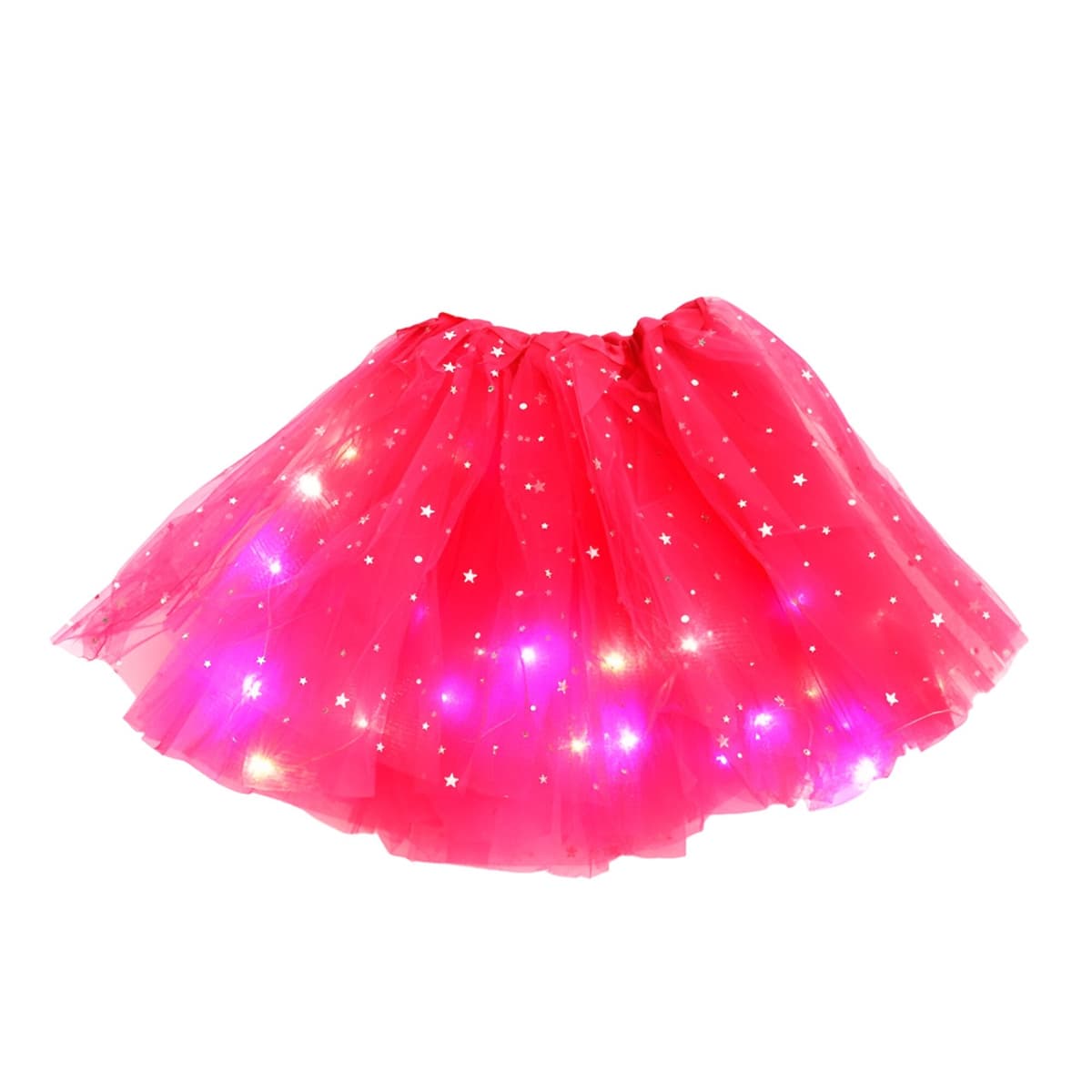 Fusta LED pentru Copii, Flippy, Tutu de Balet pentru Fetite cu Luminite Multicolore Incorporate, Model Stelute, 30 cm