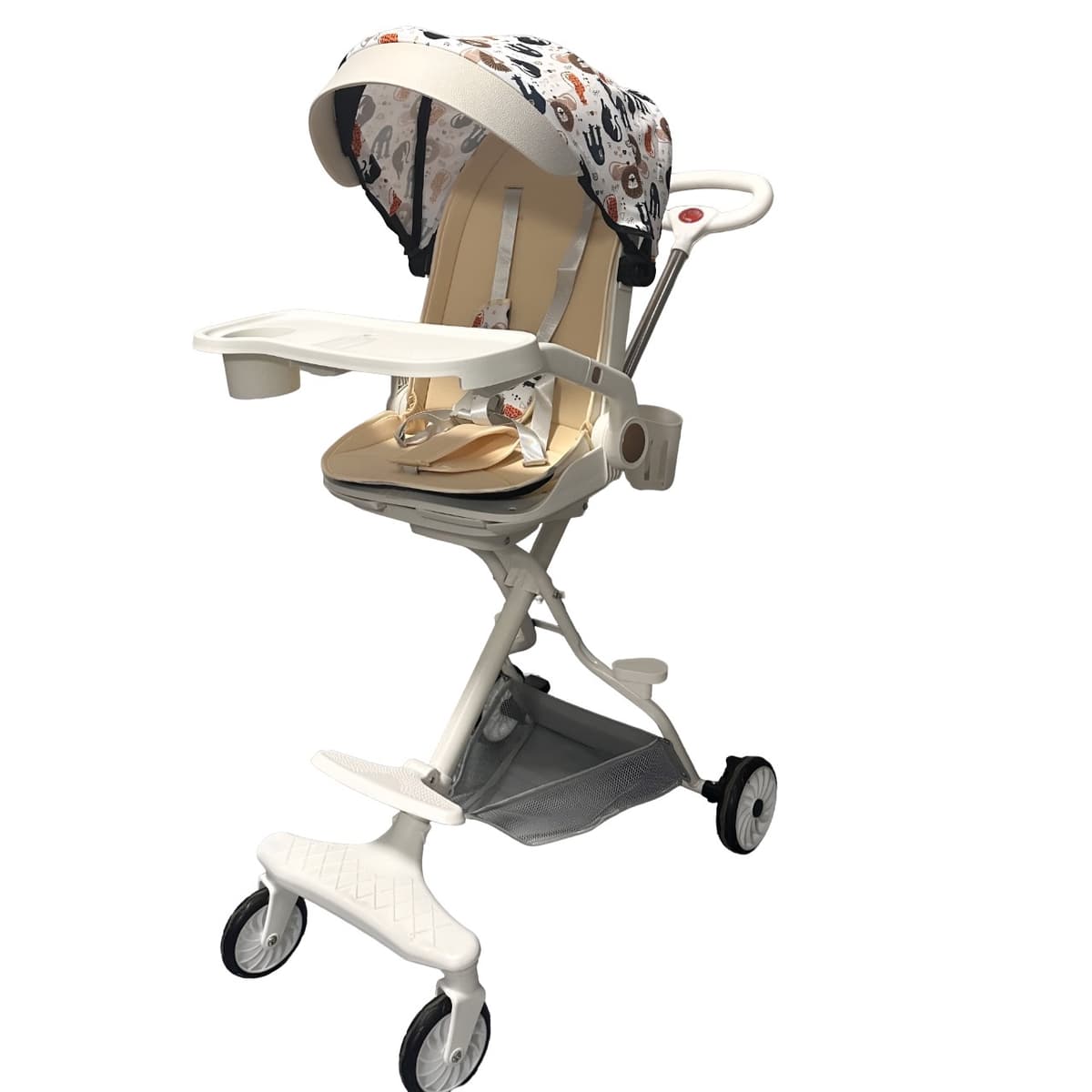 Carucior Sport Flippy 3in1, 6-36 Luni, Reversibil, Pliabil, Tavita pentru Masa, Pozitie de Somn, Centura de Siguranta, Roti