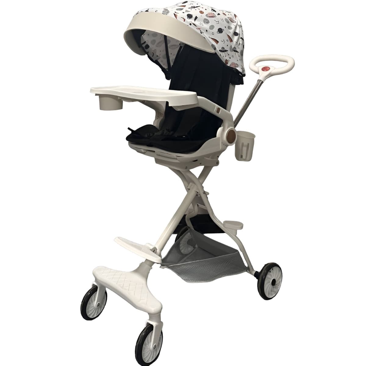 Carucior Sport Flippy 3in1, 6-36 Luni, Reversibil, Pliabil, Tavita pentru Masa, Pozitie de Somn, Centura de Siguranta, Roti