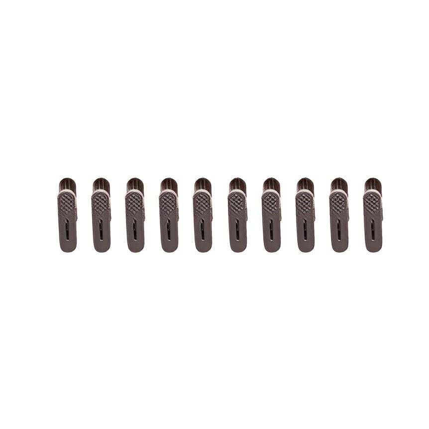 Set 10 de Cleme pentru Haine, Flippy, de Prindere pentru Pantaloni, Atasabile la Umerase, 1.6x2.3x6.35 cm, Maro