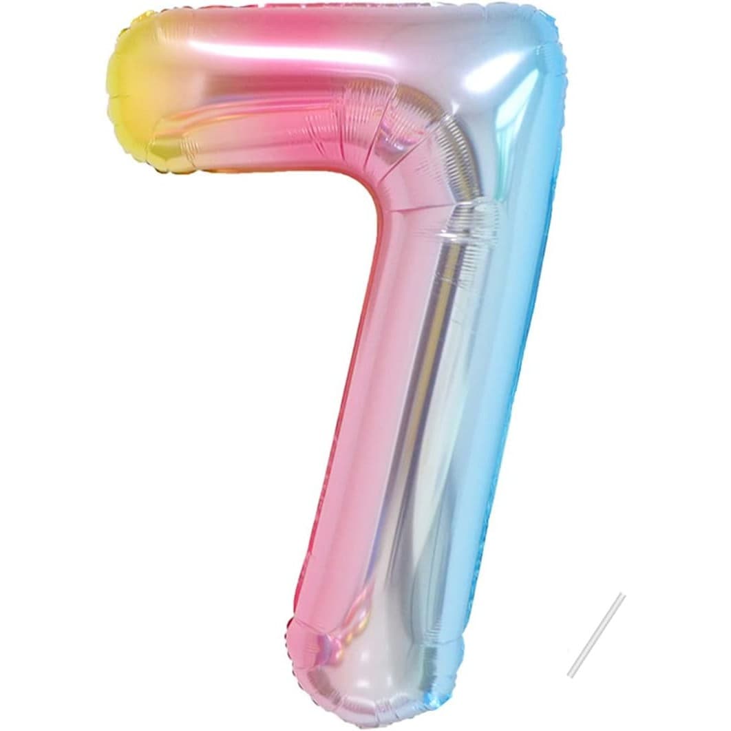 Balon din Folie Metalizata Gradient Flippy, Figurina Cifra, Tema Aniversare 100 cm, Ambalaj Individual, Pai inclus, Umflare