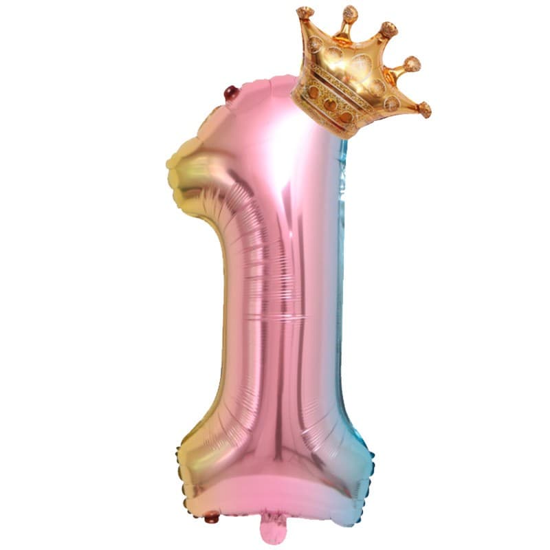 Balon din Folie Metalizata, Flippy, Figurina Cifra Gradient, Tema Aniversare 80 cm, Ambalaj Individual, Pai inclus, Umflare