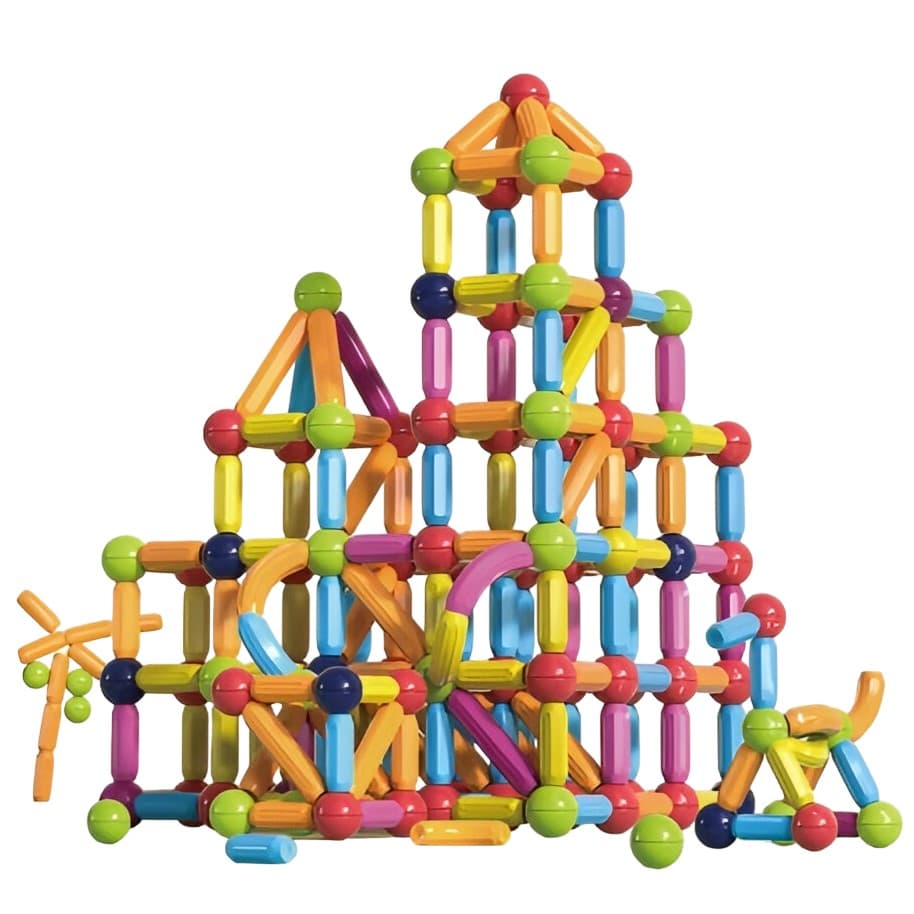 Set 100 Piese Magnetice de Constructie, Flippy, Magnetic Sticks, Bastonase si Bile, 3 Ani, ABS, Magnet, 24 x 18.5 x 14 cm