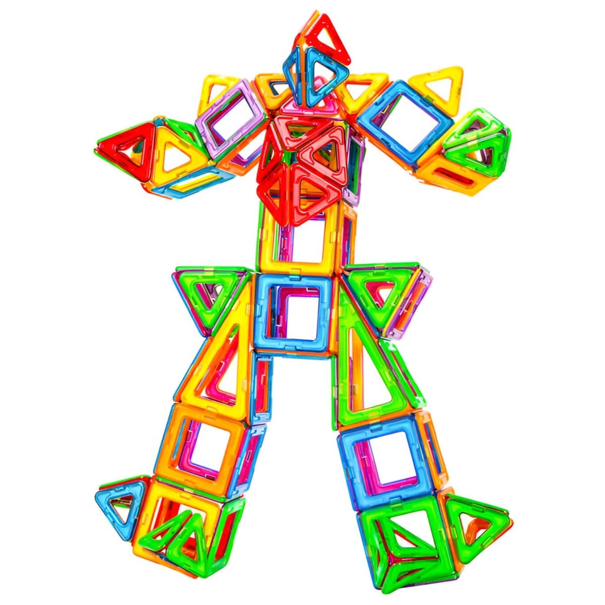 Set 60 Piese Magnetice de Constructie, Flippy, Piese Mari, Magnetic Blocks, Forme Geometrice, 3 Ani, ABS, Magnet, 22 x 17.2
