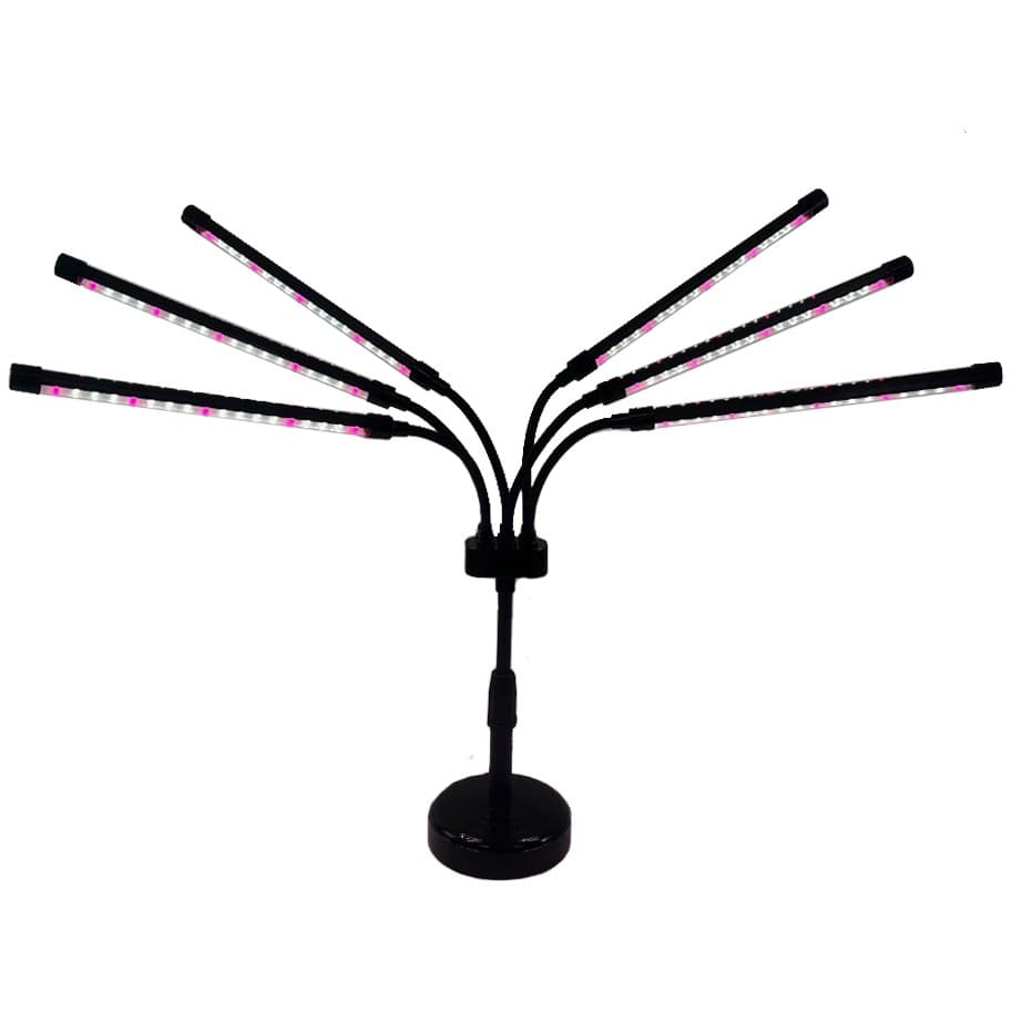 Lampa UV pentru cresterea plantelor, Flippy, conectare la retea, 30W, 6 capete, 108 LED-uri, ajustabila pana la 68.5 cm