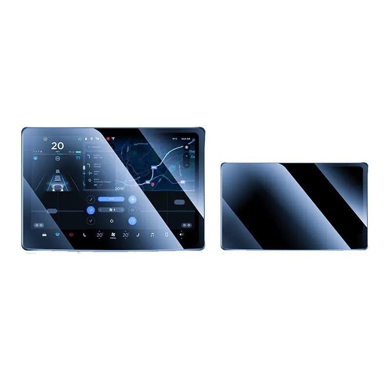Set 2 Folii de Sticla Securizata, Flippy, Compatibila cu Tesla Model 3 / Tesla Model Y, Ecran Frontal si Spate, Anti