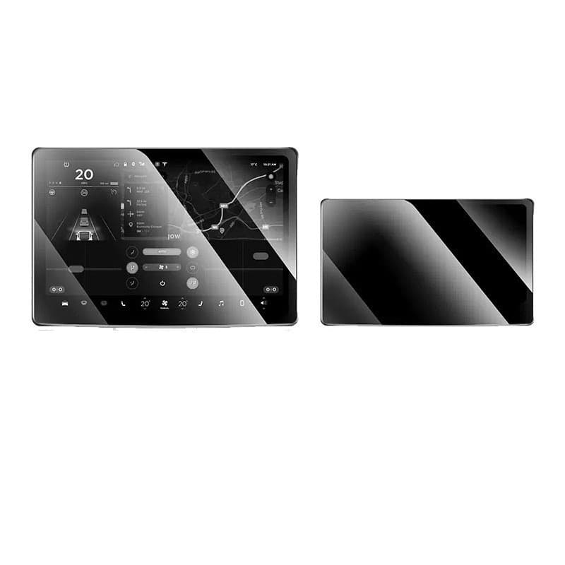 Set 2 Folii de Sticla Securizata, Flippy, Compatibila cu Tesla Model 3 / Tesla Model Y, Ecran Frontal si Spate, 4K Ultra HD