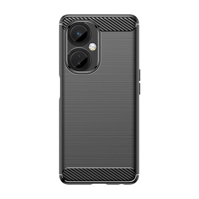 Husa Protectie pentru OnePlus Nord CE2 Lite 5G, Flippy, din Silicon TPU Moale, Textura Periat, Anti Cadere, cu Element Carbon, Negru