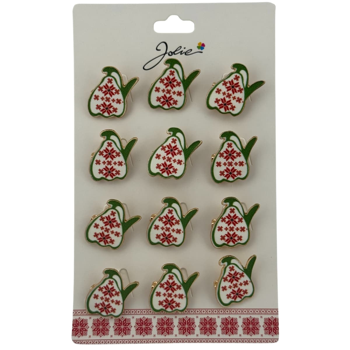 Set 12 Brose Martisor pentru Copii, Jolie, Model Ghiocel cu Motiv Traditional, Multicolor