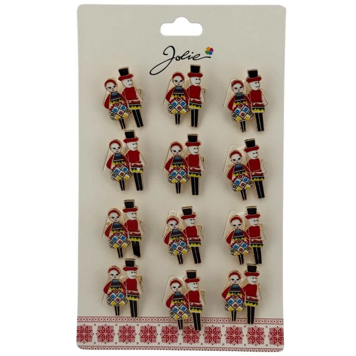 Set 12 Brose Martisor Primavara, Jolie, Model Cuplu Traditional, Multicolor