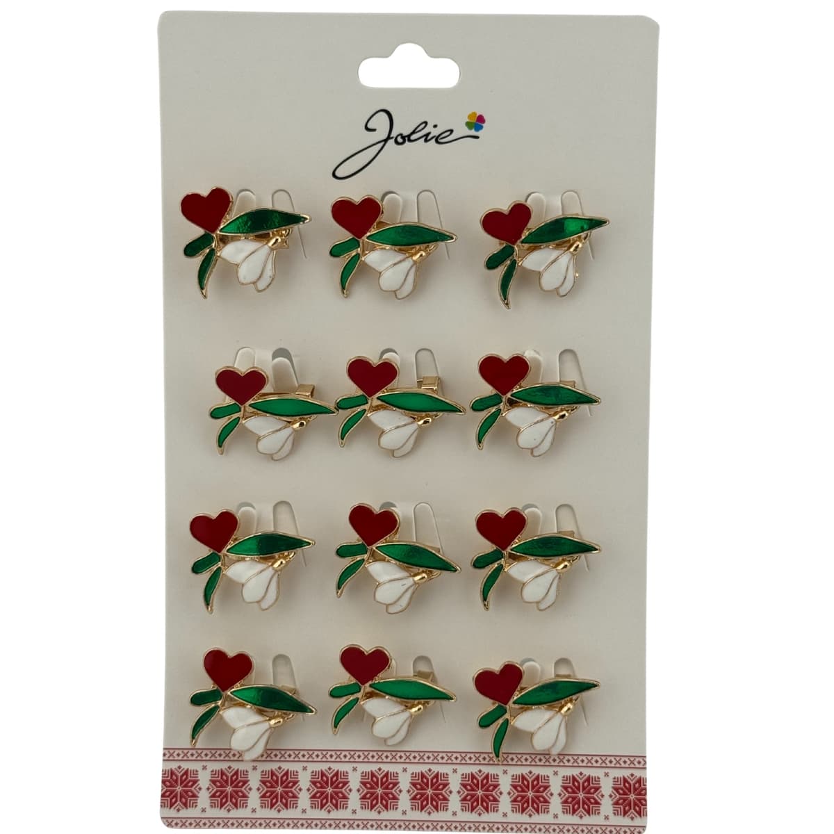 Set 12 Brose Martisor Primavara, Jolie, Model Ghiocel cu Inima