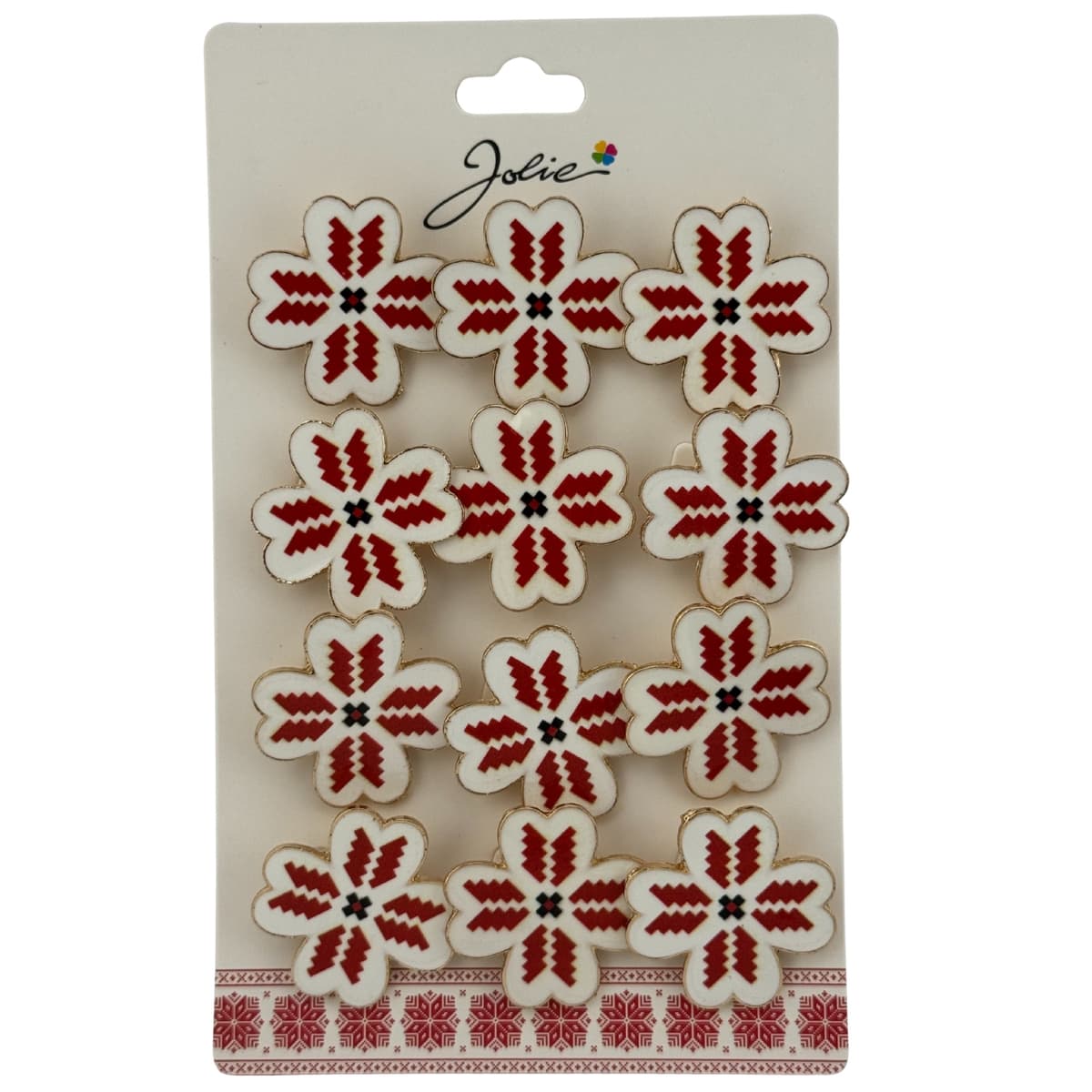 Set 12 Brose Martisor Primavara, Jolie, Model Trifoi cu Motiv Traditional Rosu