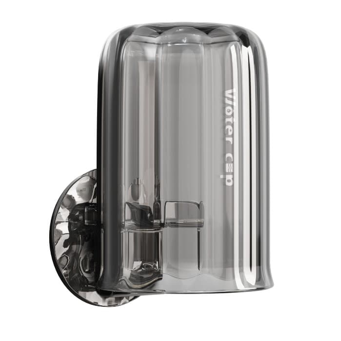 Suport Multifunctional 2 in 1, Pahar si Suport pentru Periuta de Dinti, Flippy, Plastic, Dimensiune: 10.4 x 7.3 x 7.3 cm, Gri