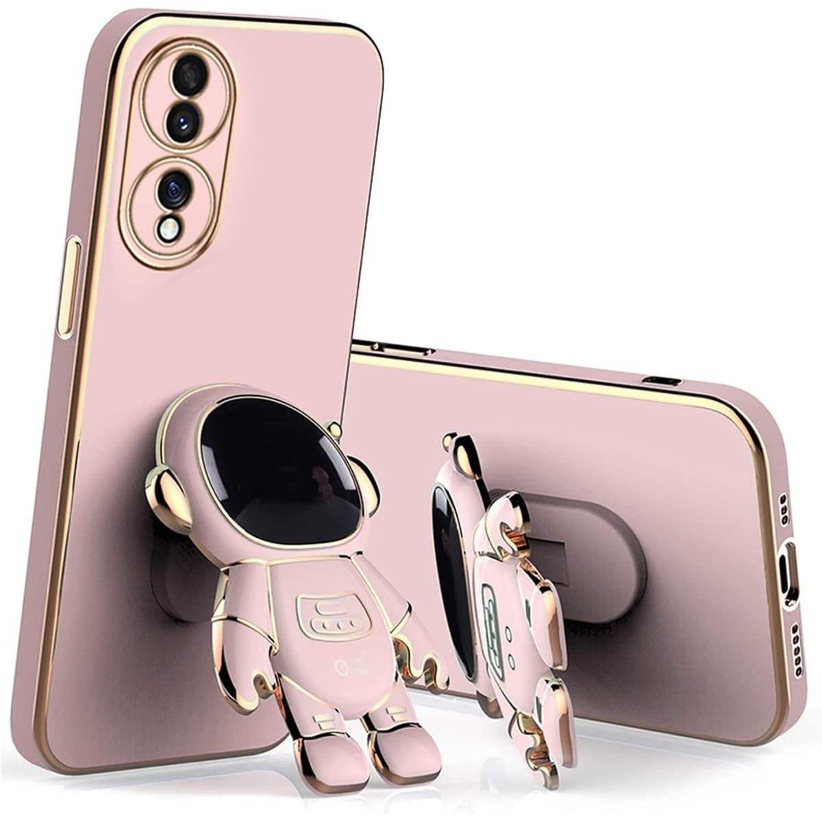 Husa Telefon 2in1, Flippy, Compatibila Huawei Mate 50 Pro, Carcasa TPU cu Suport Inclus Tip Astronaut, Protectie Camere, Roz