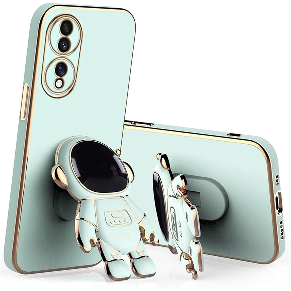 Husa Telefon 2in1, Flippy, Compatibila Huawei P50 Pro, Carcasa TPU cu Suport Inclus Tip Astronaut, Protectie Camere, Verde