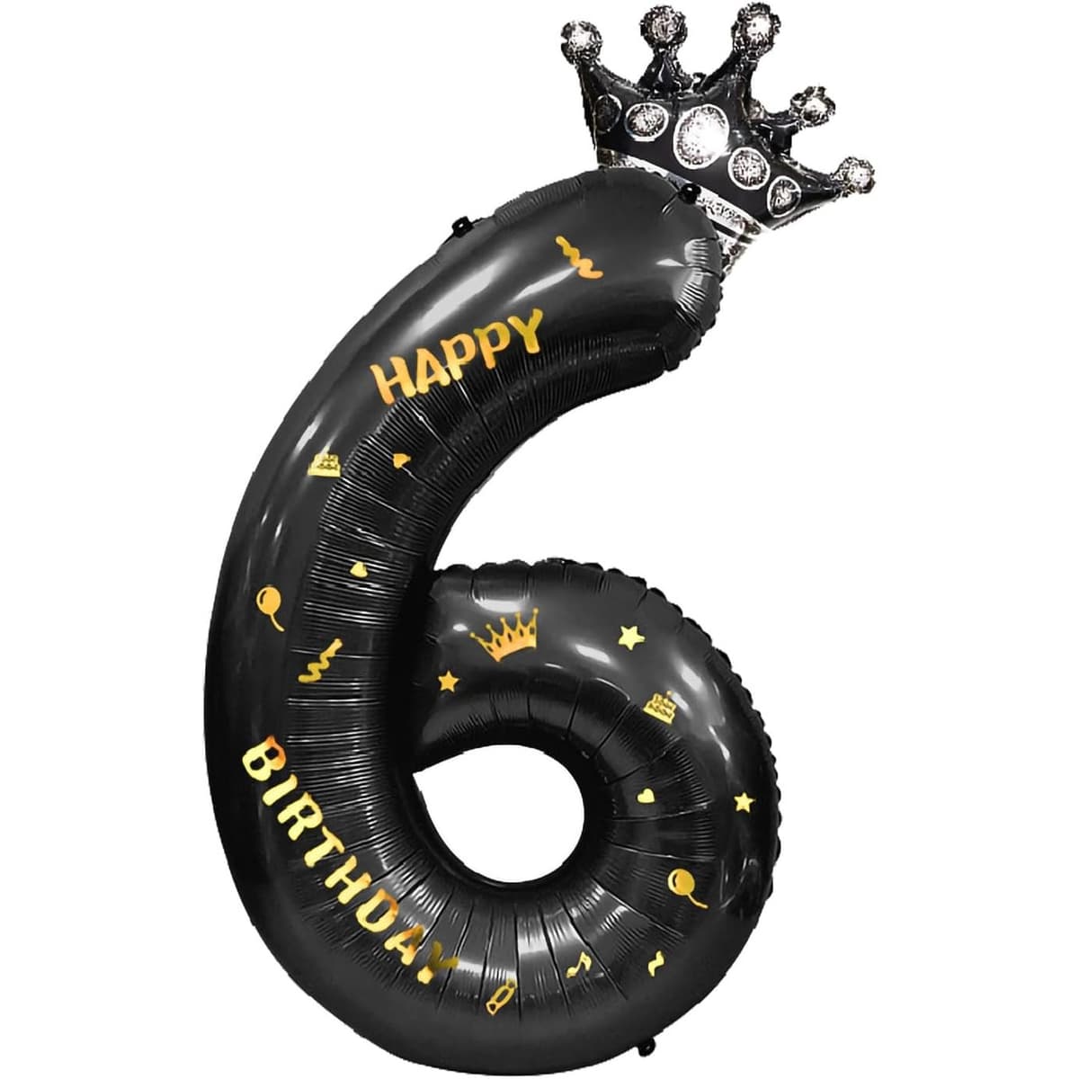 Balon din Folie Metalizata Flippy, Figurina Cifra si Coroana, Scris Happy Birthday, Tema Aniversare 100 cm, Ambalaj
