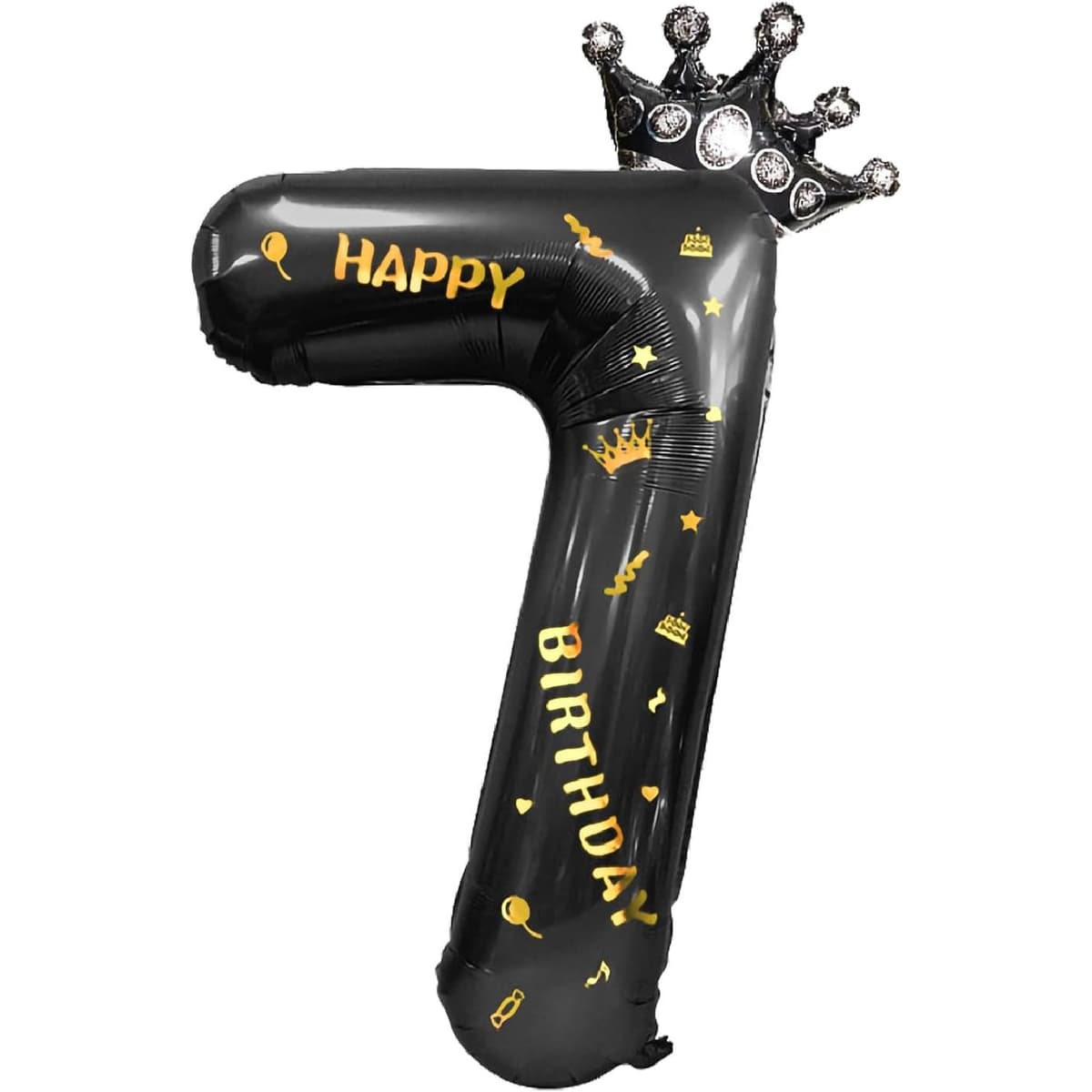 Balon din Folie Metalizata Flippy, Figurina Cifra si Coroana, Scris Happy Birthday, Tema Aniversare 100 cm, Ambalaj