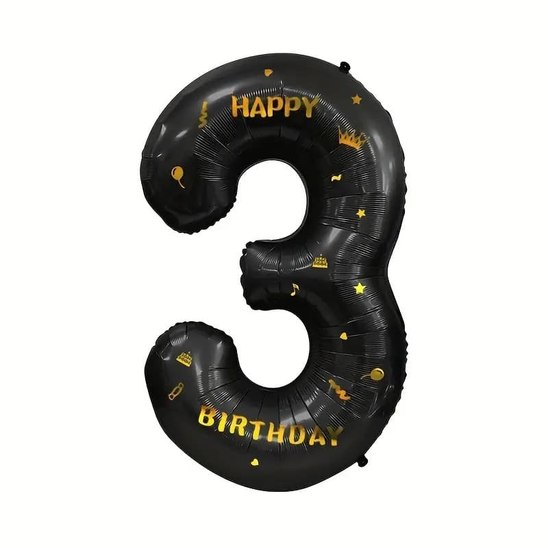 Balon din Folie Metalizata Flippy, Figurina Cifra, Scris Happy Birthday, Tema Aniversare 100 cm, Ambalaj Individual, Pai