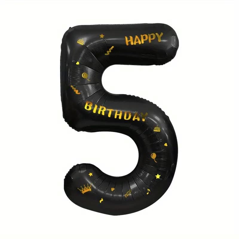 Balon din Folie Metalizata Flippy, Figurina Cifra, Scris Happy Birthday, Tema Aniversare 100 cm, Ambalaj Individual, Pai