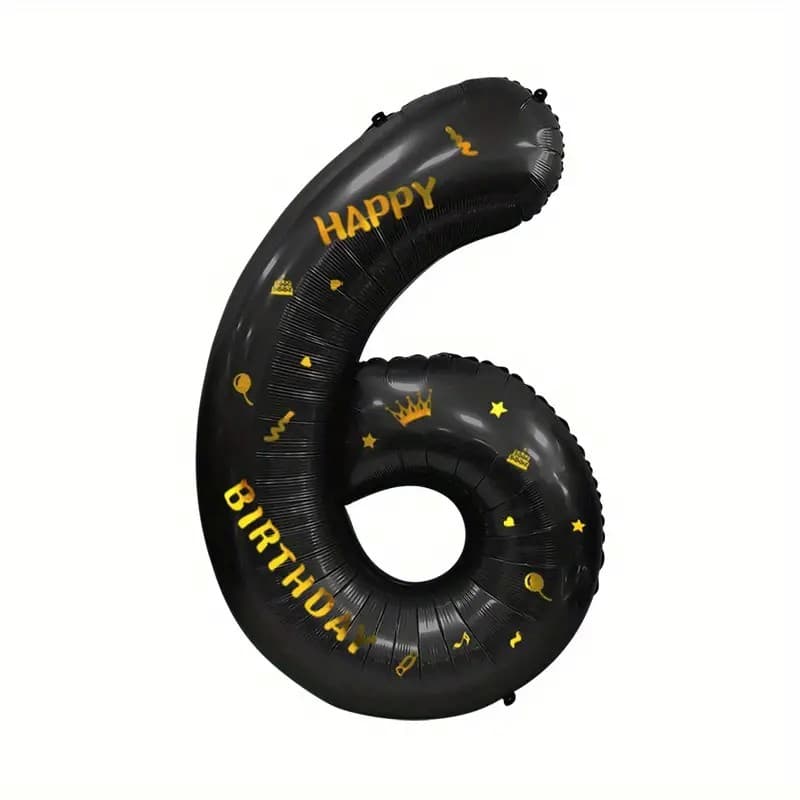 Balon din Folie Metalizata Flippy, Figurina Cifra, Scris Happy Birthday, Tema Aniversare 100 cm, Ambalaj Individual, Pai