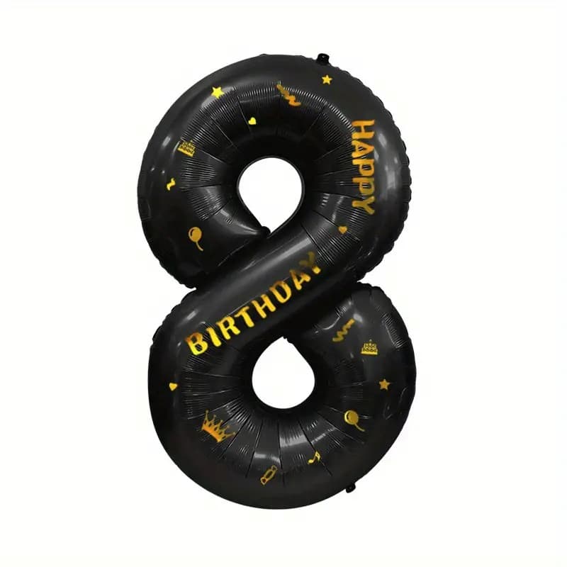 Balon din Folie Metalizata Flippy, Figurina Cifra, Scris Happy Birthday, Tema Aniversare 100 cm, Ambalaj Individual, Pai