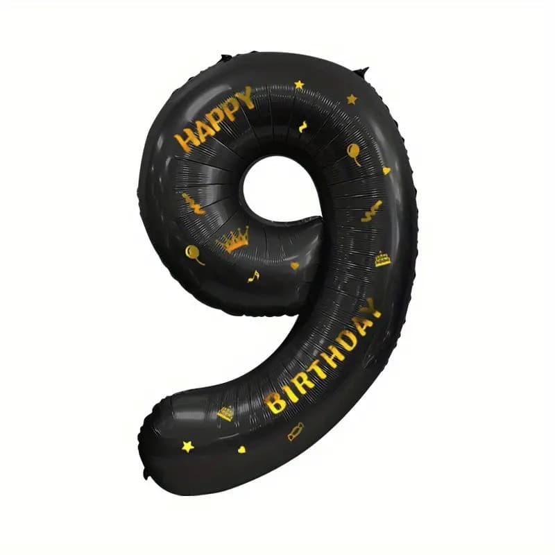Balon din Folie Metalizata Flippy, Figurina Cifra, Scris Happy Birthday, Tema Aniversare 100 cm, Ambalaj Individual, Pai