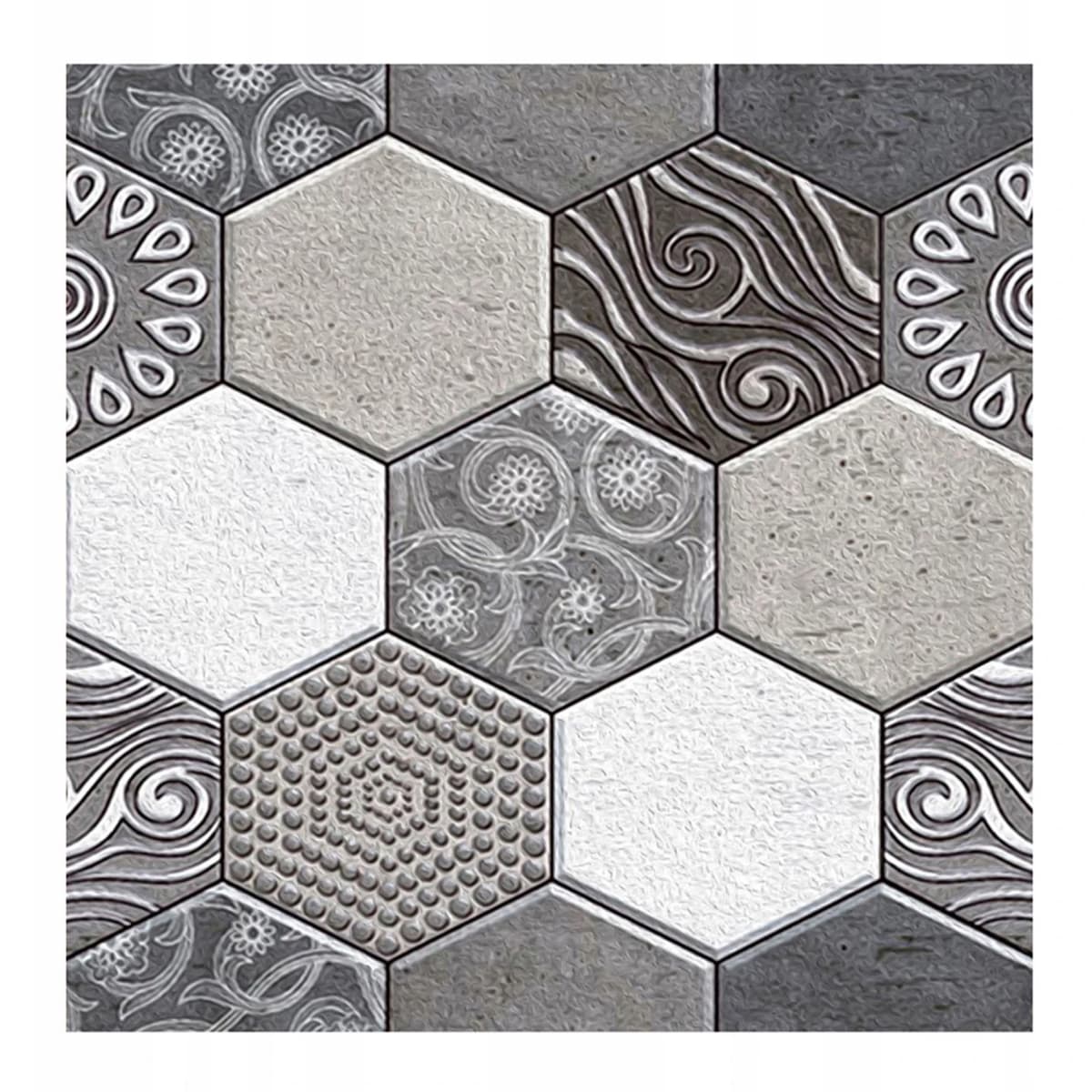 10 x Placi Tapet Autocolant 3D cu Imitatie de Marmura Hexagonala, pentru Perete Bucatarie Sufragerie, Usor de Curatat