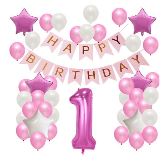 Set Baloane Aniversare HAPPY BIRTHDAY, Flippy, set din 42 bucati, 1 bucata cifra mare, 4 stele din folie aluminiu, 37 simple