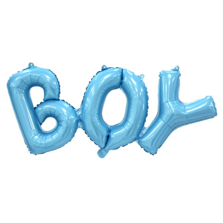 Set Baloane din Folie Metalizată, Flippy, Model Scris Boy, 38x95 cm, Tematica Baby Shower, Baloane Party, Ambalaj